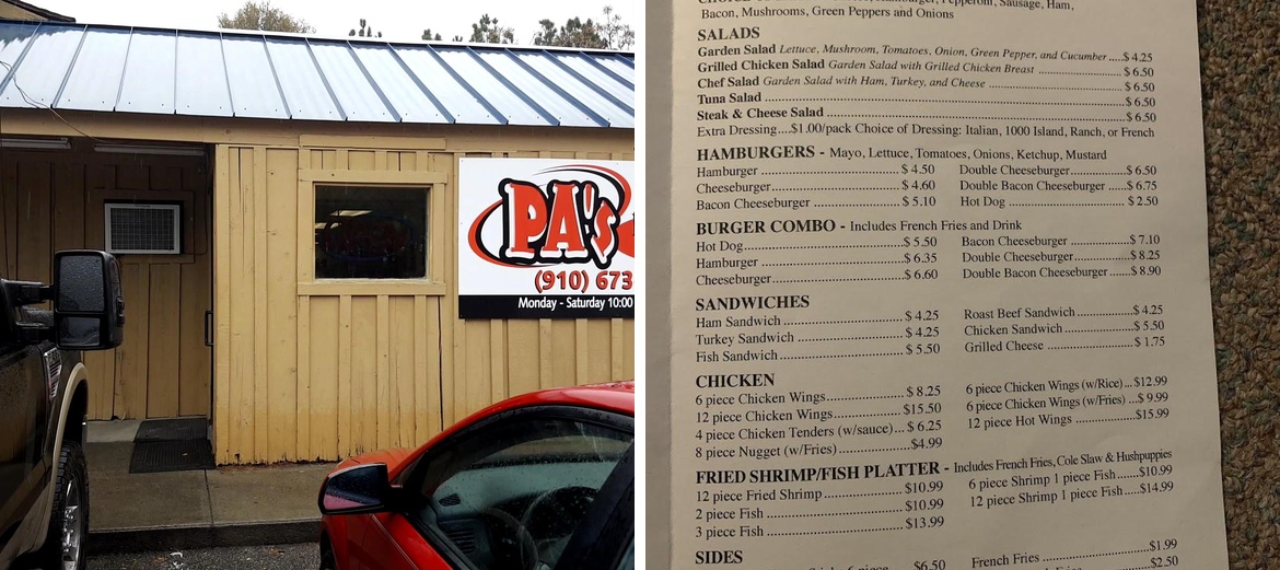 Pa's Subs And Pizza Menu